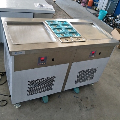 Beverage Factory Hot Selling Square Double Filters Thailand Fried Ice Cream Machine With 10 Tanks Precooling Fried Yogurt Machine